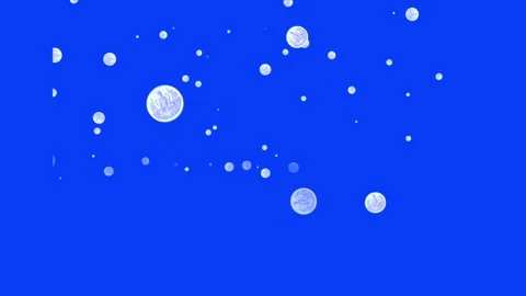 Silver Coins Falling Animation green screen loop Stock Footage 288119340