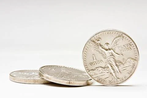 Silver coins Stock Photos