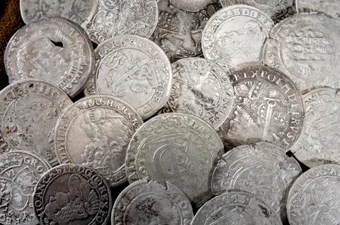 Silver coins Stock Photos