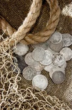 Silver coins Stock Photos