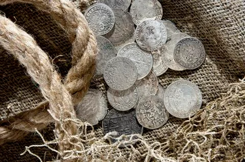 Silver coins Stock Photos