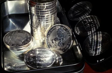 Silver coins Stock-Fotos