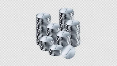Silver Coins Stack Stock Footage 328220826