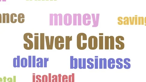 Silver Coins Word Cloud Animated On White Background Stock Footage 107231684