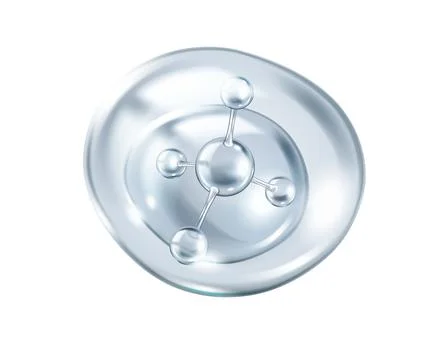 Silver collagen molecule inside silver bubble illustration Stock Illustration