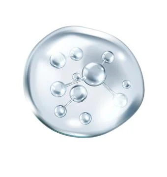 Silver collagen molecules inside gel bubble illustration Stock Illustration