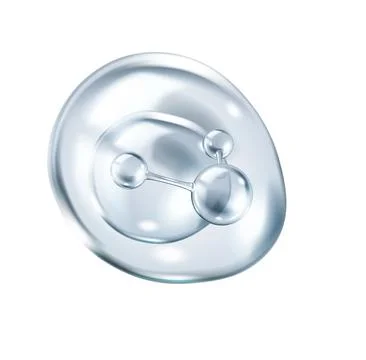 Silver collagen molecules in transparent bubble illustration Stock Illustration