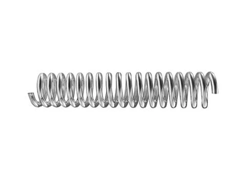 Silver color coil spring isolated over white background. 3D render 스톡 일러스트