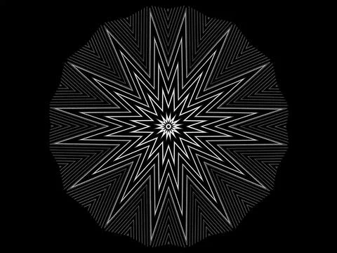 Silver colored crystal patterned figure on a black background Illustrazione stock