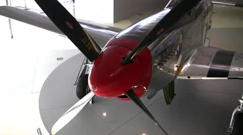 Silver colored plane on display in an aviation museum Stock Footage 22803120