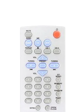 Silver colored remote control on white background Silver colored remote co... Stock Photos