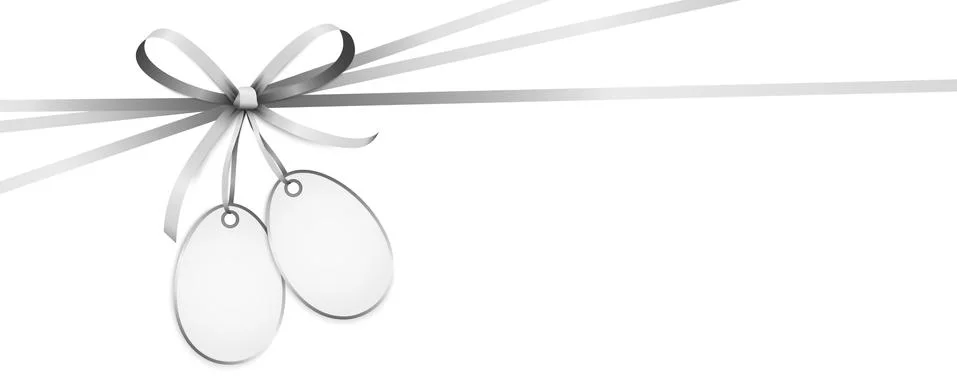 Silver colored ribbon bow with hang tag 스톡 일러스트