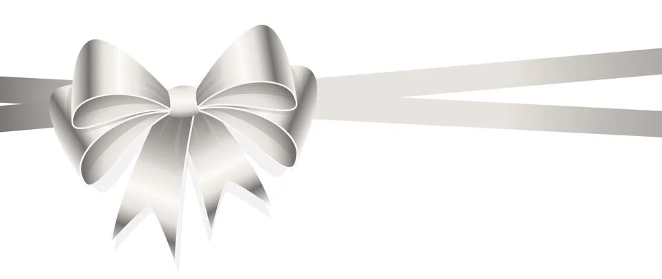 Silver colored ribbon bow Stock Illustration