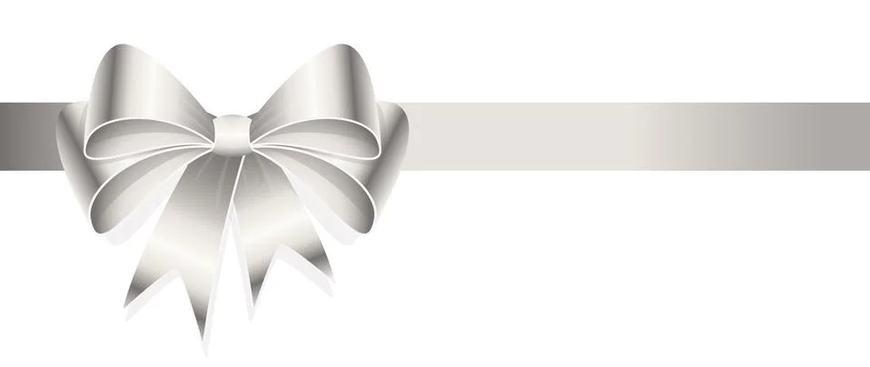 Silver colored ribbon bow Stock Illustration