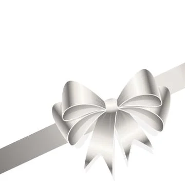 Silver colored ribbon bow Illustrazione stock