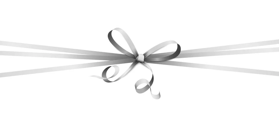 Silver colored ribbon bow Stock Illustration
