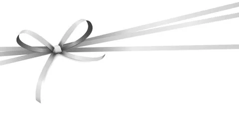 Silver colored ribbon bow 스톡 일러스트