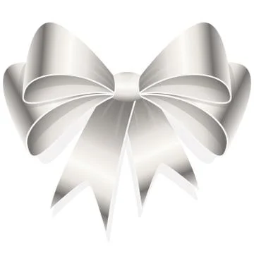 Silver colored ribbon bow 스톡 일러스트
