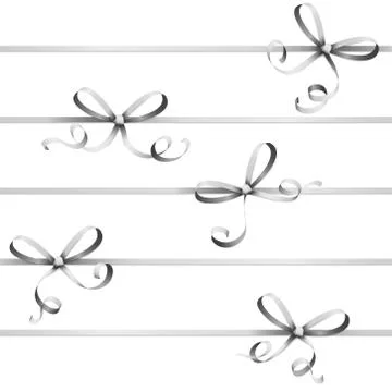 Silver colored ribbon bow Stock Illustration
