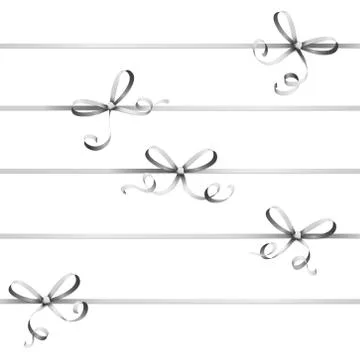 Silver colored ribbon bow Stock Illustration
