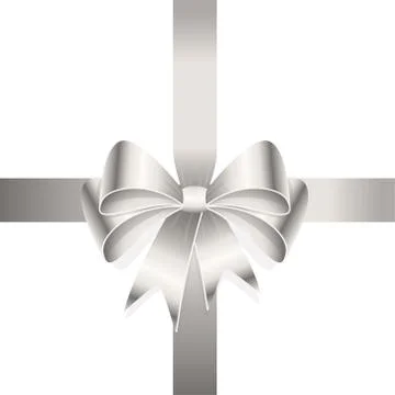 Silver colored ribbon bow Illustrazione stock