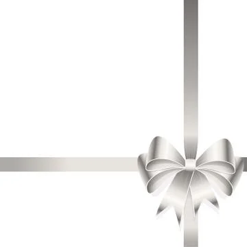 Silver colored ribbon bow 스톡 일러스트