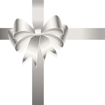 Silver colored ribbon bow Stock Illustration