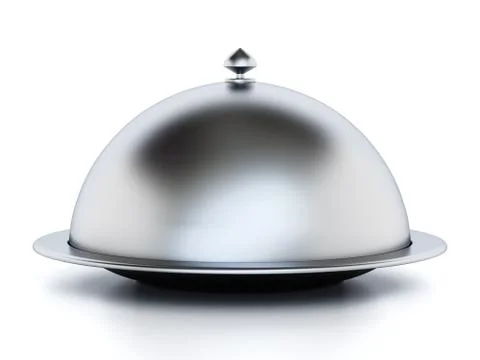 Silver colored serving plate isolated on white background. 3D illustration Stock Illustration