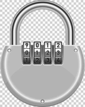 Silver combination lock with a four digit code showing 9012, symbolizing se.. 스톡 일러스트