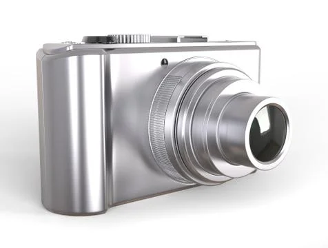 Silver compact digital photo camera Stock Illustration