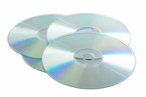 Silver compact discs isolated on a white background. Stock Photos