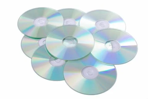 Silver compact discs isolated on a white background Stock Photos
