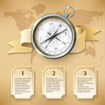 Silver compass infographic 스톡 일러스트
