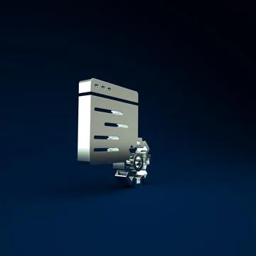 Silver Computer api interface icon isolated on blue background. Application p Stockillustratie