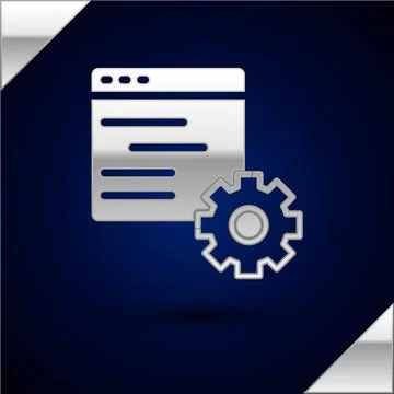 Silver Computer api interface icon isolated on dark blue background. Application 스톡 일러스트