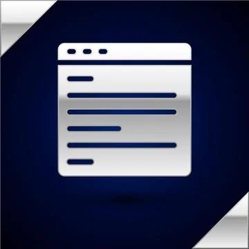 Silver Computer api interface icon isolated on dark blue background. Applicat Stockillustratie