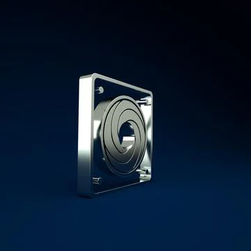 Silver Computer cooler icon isolated on blue background. PC hardware fan. Min イラスト素材
