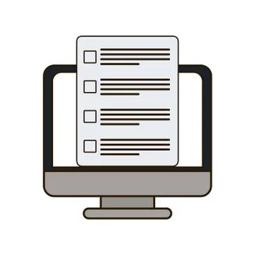 Silver computer with documents icon image Stock Illustration