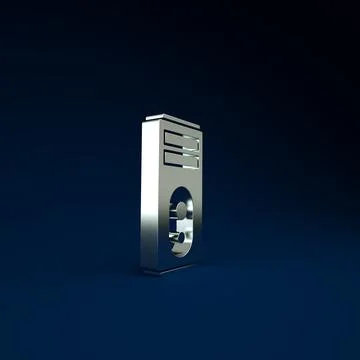 Silver Computer icon isolated on blue background. PC component sign. Minimali Stock Illustration