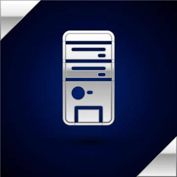 Silver Computer icon isolated on dark blue background. PC component sign. Vector Illustrazione stock