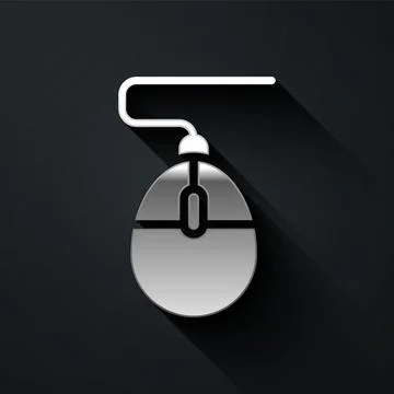 Silver Computer mouse gaming icon isolated on black background. Optical with Stock Illustration