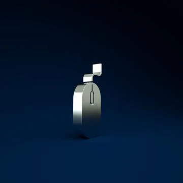 Silver Computer mouse icon isolated on blue background. Optical with wheel sy Stock Illustration
