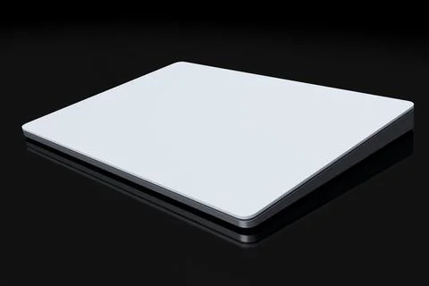 Silver computer trackpad or wireless touch pad isolated on black background 스톡 일러스트