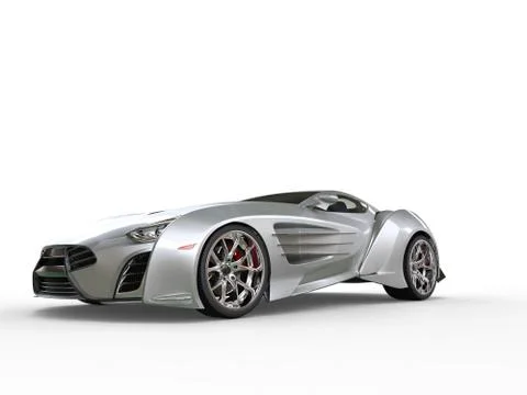 Silver concept supercar - studio shot Иллюстрация