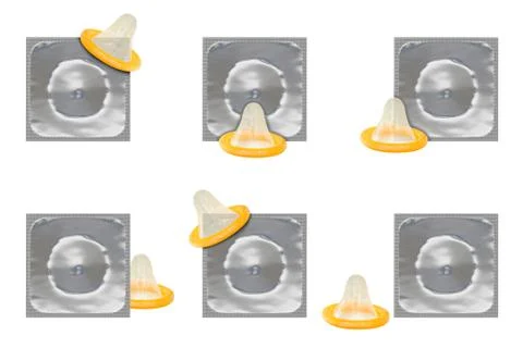 Silver condom set isolated Stock Photos