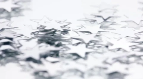 Silver conefetti stars Stock Footage 34237171