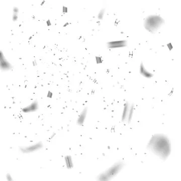 Silver confetti explosion celebration isolated on white background. Falling g Stock Illustration