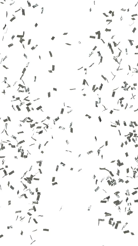 Silver confetti explosion, vertical format - 3D rendering - 4k Video stock 291525148