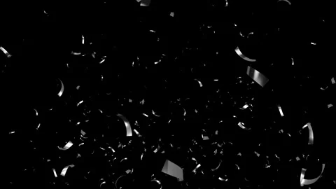 Silver Confetti Falling on a a Black, Green, Blue and White Background. Stock Footage 253416697