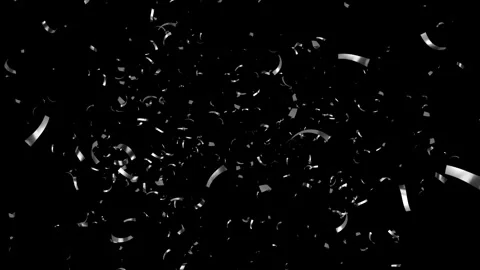 Silver Confetti Falling on a a Black, Green, Blue and White Background. Stock Footage 253417572